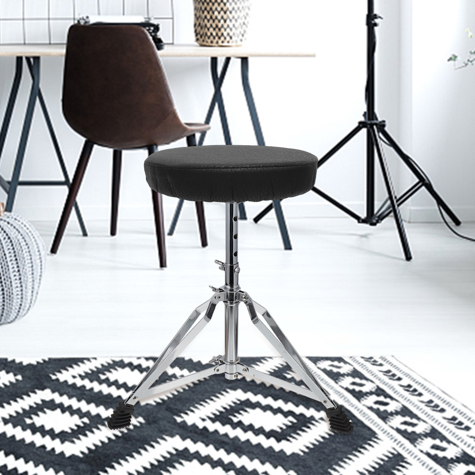 Home Bar Stools - Housse de tabouret ronde noire élastique