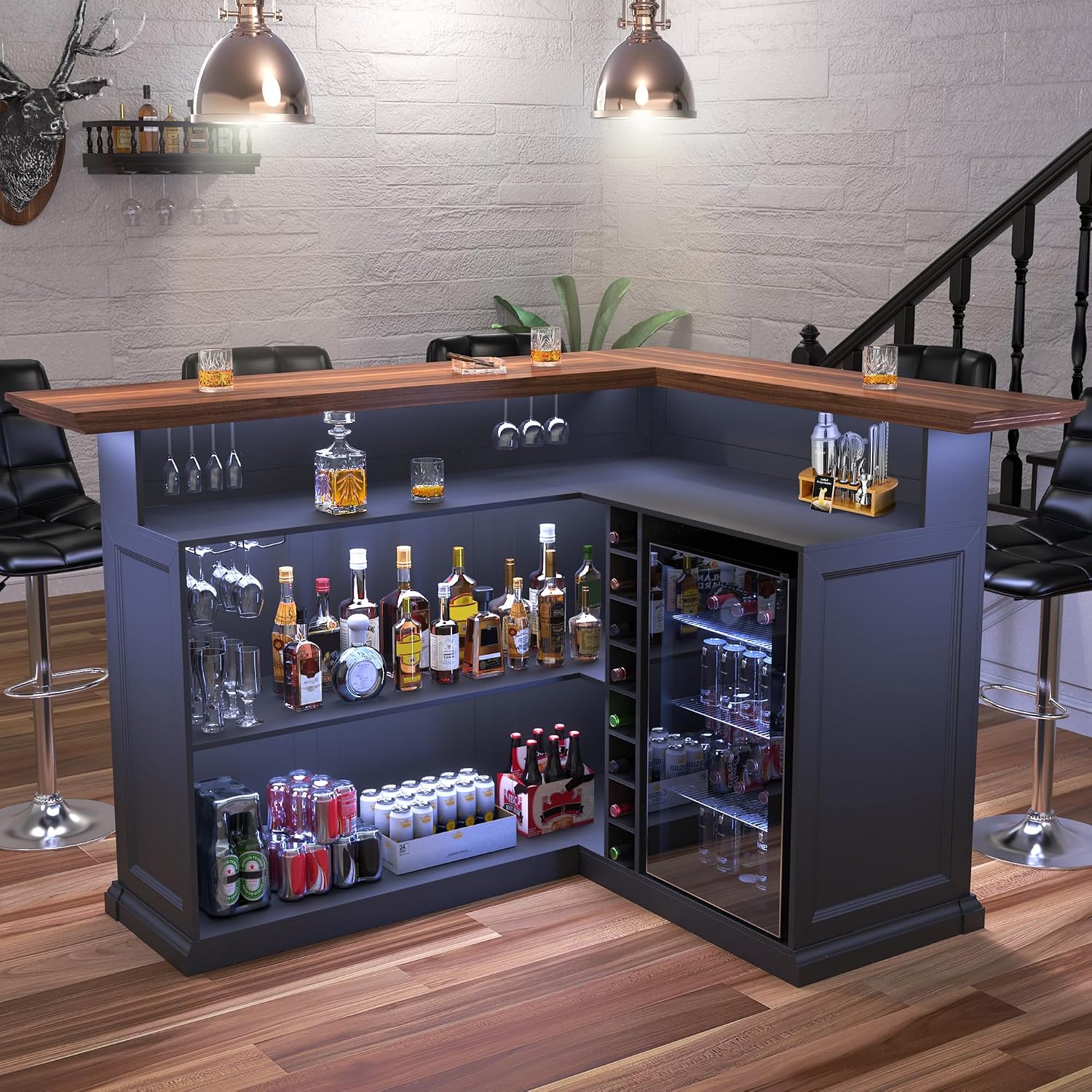 Home Bar And Fridge - Meuble bar en L pour la