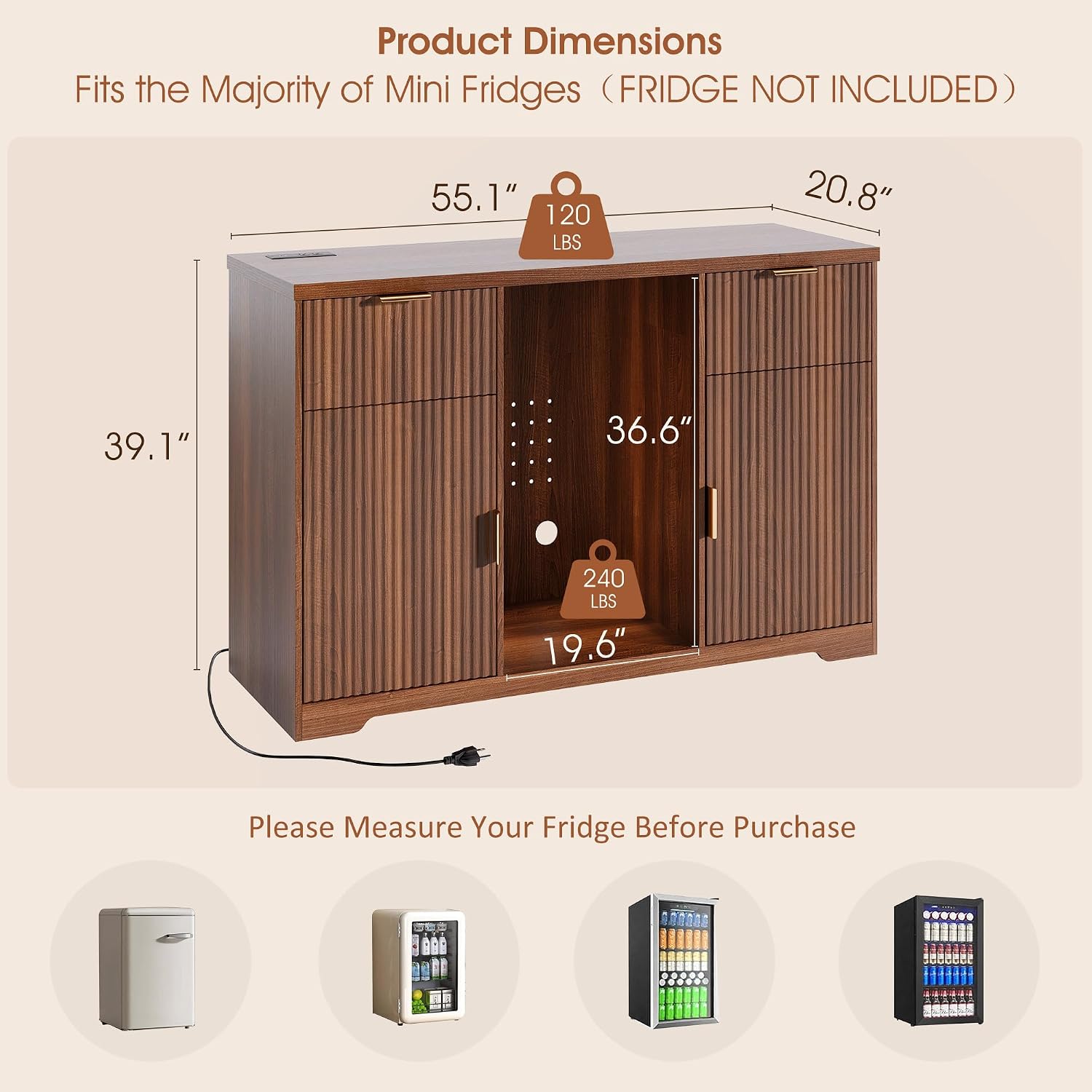 Meuble bar à café de 55 pouces - Home Bar And Fridge avis et prix