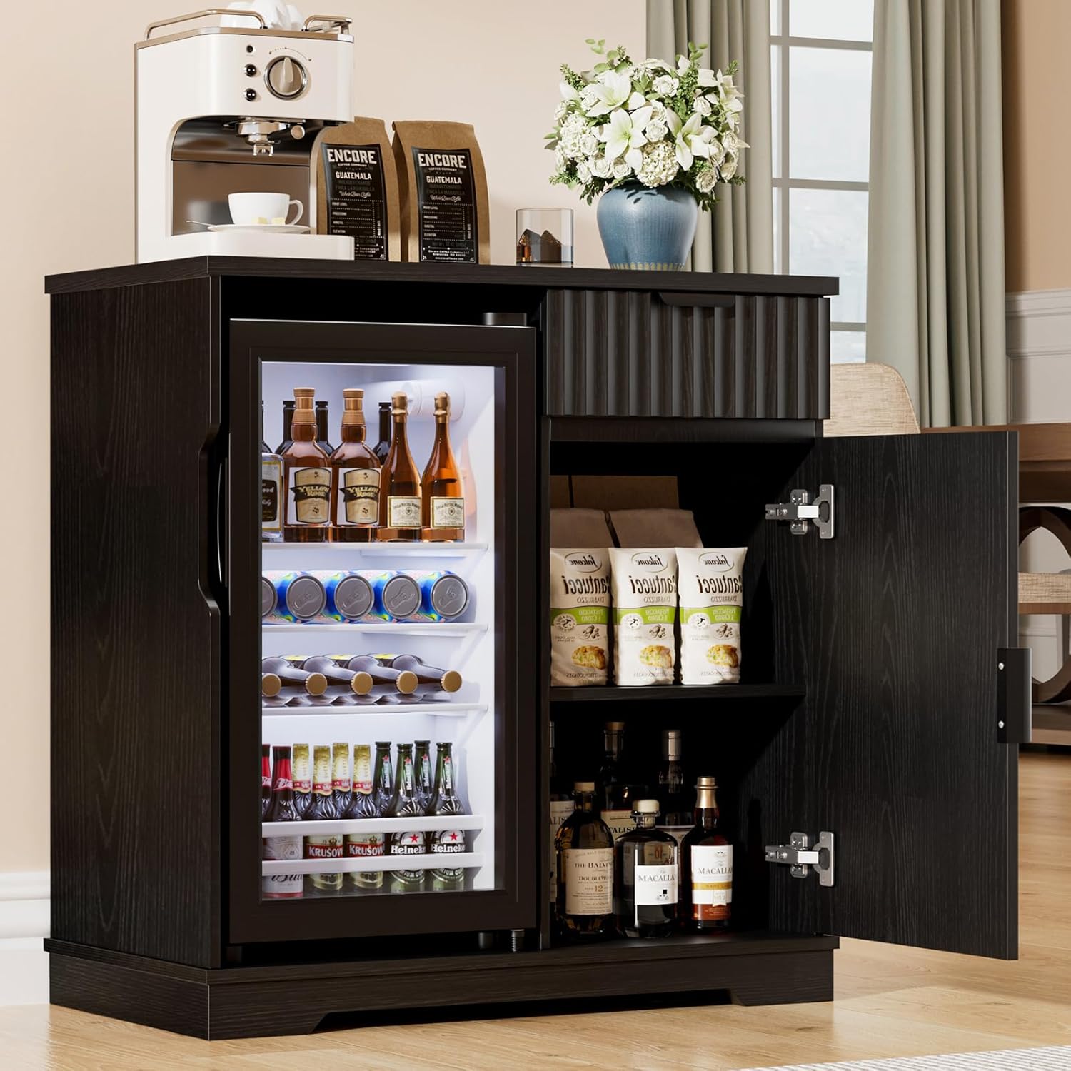 Meuble bar à café cannelé avec - Home Bar And Fridge avis et prix